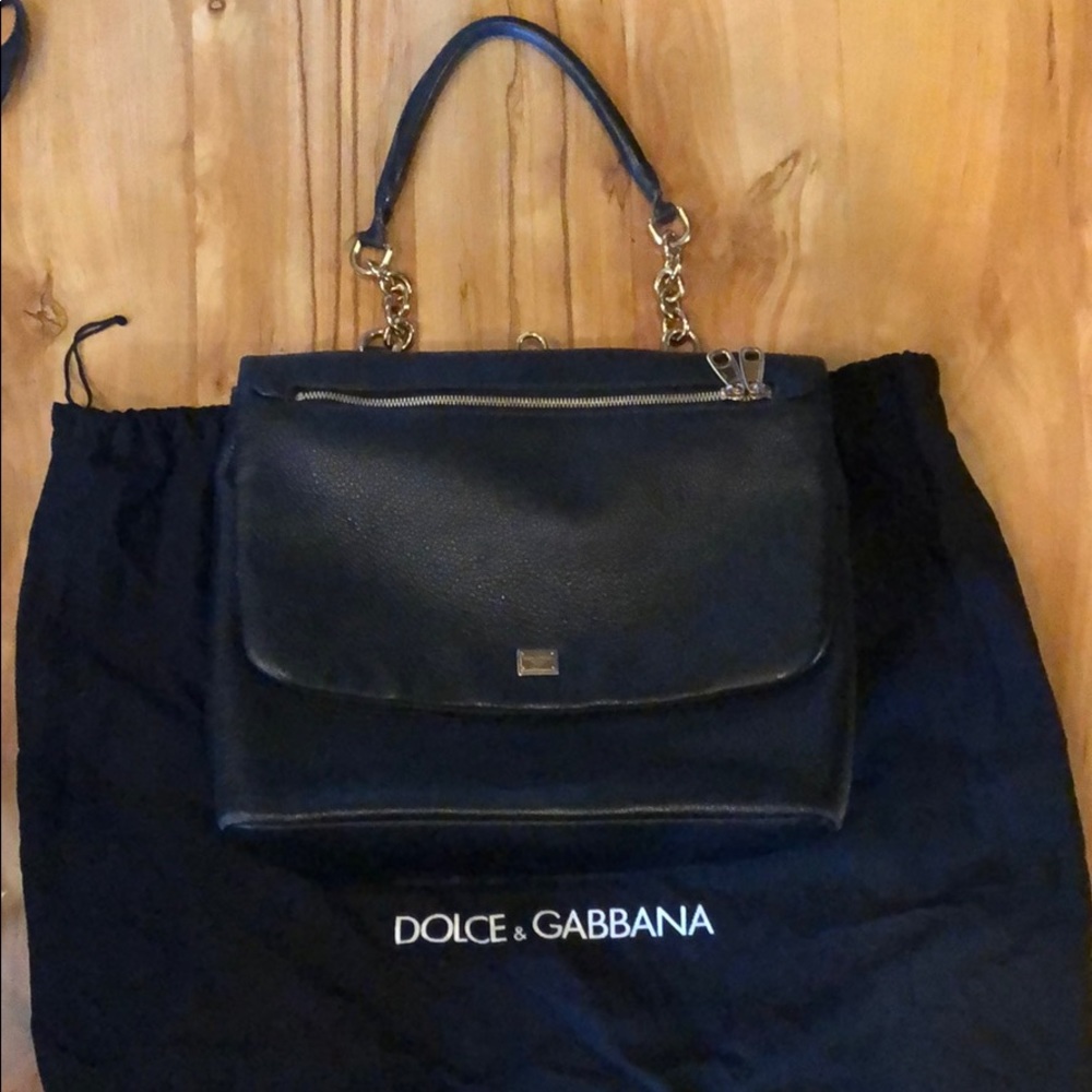 Dolce & Gabbana Convertible Black Leather Bag